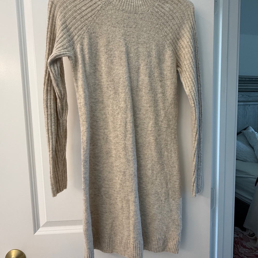 Abercrombie & Fitch Cream Ribbed Knit Sweater Dress